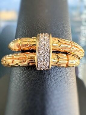 John Hardy Chain Classic Spear Single Coil 14K Yellow Gold & 0.08 CTW Natural Di